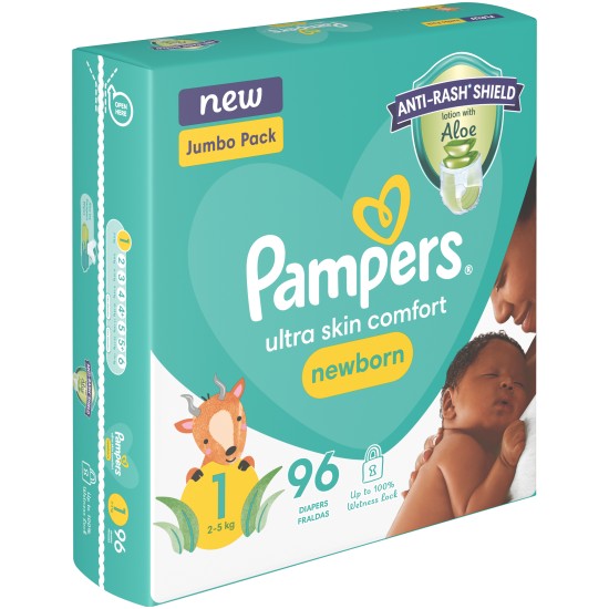 PAMPERS N/B DISPOSABLE DIAPERS J/PK 96EA